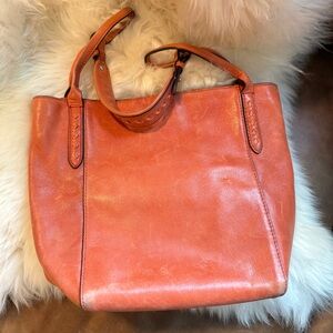 FRYE Orange Leather Tote Bag